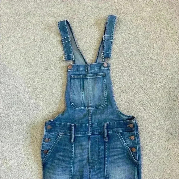 Madewell Skinny distressed Overalls in blue Adrian Wash in size xs - Picture 2 of 7
